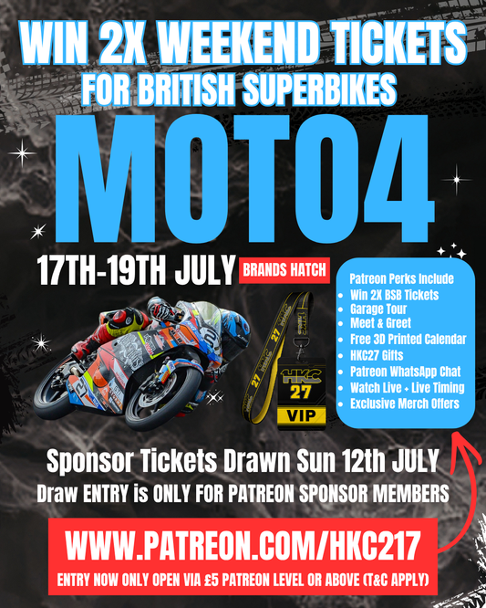 Brands Hatch PATREON SPONSORS ONLY Draw for 2x BSB Weekend Tickets